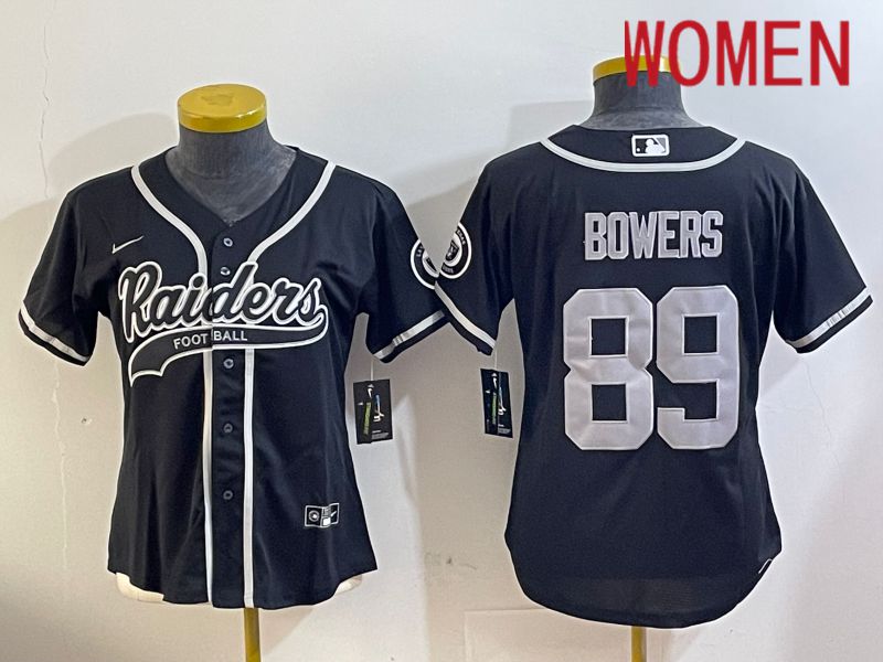 Women Oakland Raiders #89 Bowers Black Joint Name 2024 Nike Limited NFL Jersey style 1->women nfl jersey->Women Jersey